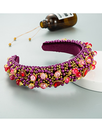 Fashion Fuchsia Gypsophila Hand-stitched Pearl And Diamond Flannel Headband