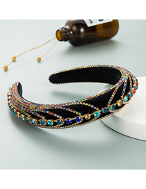 Fashion Color Flannel Chain Diamond-studded Geometric Sponge Headband