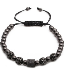 Fashion Gun Black Micro-inlaid Zircon Diamond Ball Hexagonal Column Braided Adjustable Bracelet