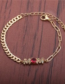 Fashion Letter Copper Inlaid Zircon Letter Stitching Bracelet