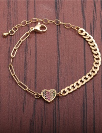 Fashion Love Micro-inlaid Zircon Heart Stitching Bracelet