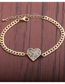 Fashion Heart Micro Inlaid Zircon Stitching Peach Heart Bracelet