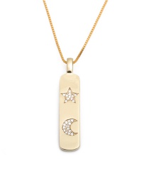 Fashion Star Moon Box Chain Micro-set Zircon Star And Moon Gold-plated Copper Necklace