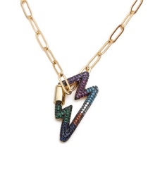 Fashion 70cm Zirconium Lightning Necklace I (small) Micro-inlaid Zircon Lightning Copper Gold-plated Hollow Necklace