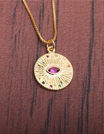 Fashion Eye Box Chain Copper Inlaid Zircon Eye Round Necklace
