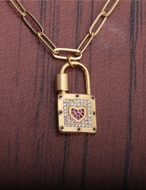 Fashion Lock Micro Inlaid Zircon Lock Pendant Necklace