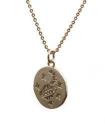 Fashion Gold Color O-chain White Zirconium Star And Moon Copper Inlaid Zircon Round Necklace