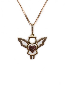 Fashion O Child Chain Love Angel Copper Inlaid Zircon Hollow Necklace
