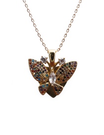 Fashion O Child Chain Butterfly Butterfly Copper Inlaid Zircon Pendant Necklace