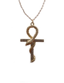 Fashion O Sub Chain Cross Cross Serpentine Necklace With Copper And Zircon
