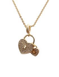 Fashion O Child Chain Love 1 Micro-inlaid Zircon Double Heart Necklace