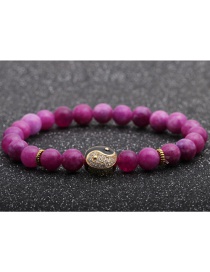 Fashion Rose Purple 8mm Agate Stone Beaded Bracelet