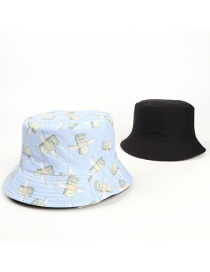 Fashion Light Blue Double-sided Fisherman Hat With Dollar Print Pattern