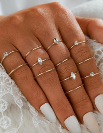 Fashion Gold Color Geometric Diamond Ring Set