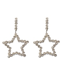 Fashion Five-pointed Star Diamond Five-pointed Star Alloy Hollow Earrings