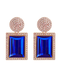 Fashion Blue Geometric Alloy Earrings With Diamonds And Gems