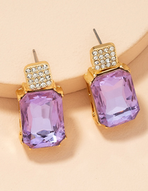 Fashion Purple Geometric Alloy Earrings With Diamonds And Gems