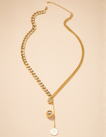 Fashion Gold Color Round Bead Coin Pendant Chain Necklace