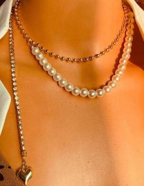 Fashion Gold Color Alloy Love Pendant Pearl Necklace