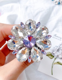 Fashion Big Flower No. 10-purple Jeweled Cubic Crystal Stand Ring Clasp