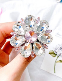 Fashion Big Flower No. 10-pink Jeweled Cubic Crystal Stand Ring Clasp