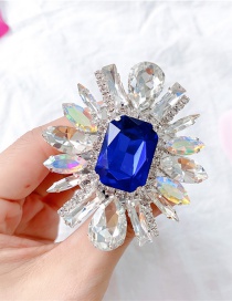 Fashion No. 11 Square Button Diamond-blue Jeweled Cubic Crystal Stand Ring Clasp