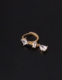 Fashion Gold 8# Geometric Irregular Gold-plated Copper Single Earring With Diamonds