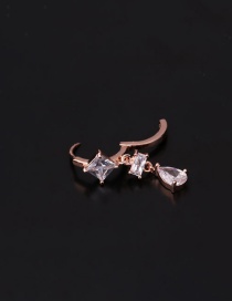 Fashion Rose Gold 8# Geometric Irregular Gold-plated Copper Single Earring With Diamonds