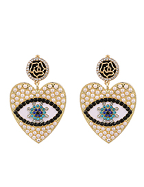 Fashion Pearl Alloy Diamond Pearl Love Eye Stud Earrings