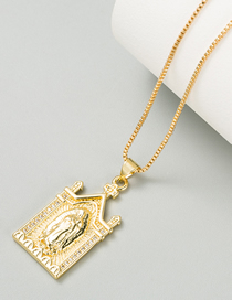 Fashion Gold Color Bronze Plated 18k Gold Micro-set Zircon Virgin Mary Pendant Necklace