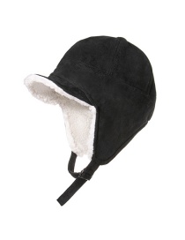 Fashion Black Cycling Windproof And Cold-proof Lamb Wool Double-layer Thick Ski Hat