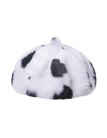 Fashion Big Cow Pattern Letter Cow And Leopard Print Plush Beret