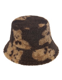 Fashion Brown Bear Print Lamb Wool Fisherman Hat