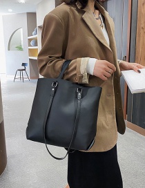 Fashion Black Solid Soft Leather Shoulder Bag