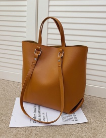 Fashion Brown Solid Soft Leather Shoulder Bag