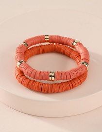 Fashion Red Silicone Disc Elastic Cord Beaded Bracelet Set