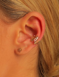 Fashion Golden Alloy Brass Hollow Flower Earring Set