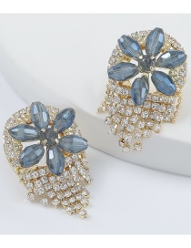 Fashion Gray Alloy Diamond Acrylic Flower Tassel Earrings