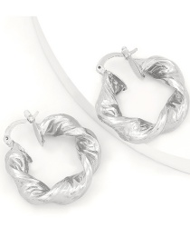 Fashion Silver Alloy Twist-shaped Flower-shaped Metal Earrings