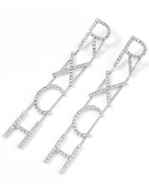Fashion Silver Claw Chain Letter Alloy Hollow Long Sleeve Earrings