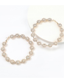 Fashion Golden Claw Chain Alloy Diamond Flower Round Earrings