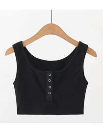Fashion Black Solid Color One-breasted Slim Short Camisole Top