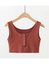 Fashion Orange Solid Color One-breasted Slim Short Camisole Top