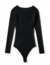 Fashion Black Solid Color One-shoulder Knitted Jumpsuit
