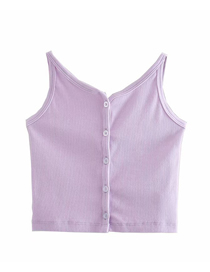 Fashion Purple Solid Color Single-breasted Sling Slim Vest