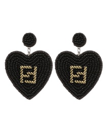 Fashion Black Rice Beads Love Alloy Letter Double F Earrings
