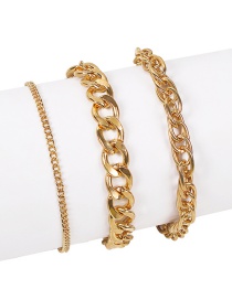 Fashion Golden Three-piece Alloy Diamond Chain Bracelet