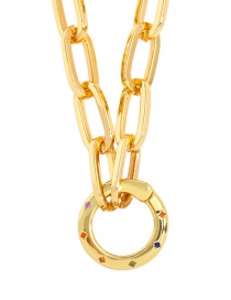 Fashion Circle Chain Love Heart Geometric Diamond-set Copper And Gold-plated Necklace
