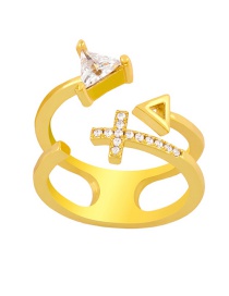 Fashion Cross Geometric Triangle Gold-plated Copper Open Ring