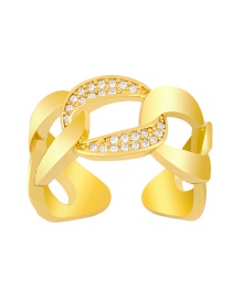 Fashion Chain Geometric Twist Micro-inlay Open Hollow Chain Ring